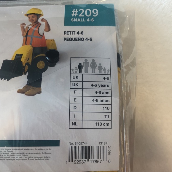 Child Construction Digger Ride-On Costume Size 4-6 - Picture 8 of 8